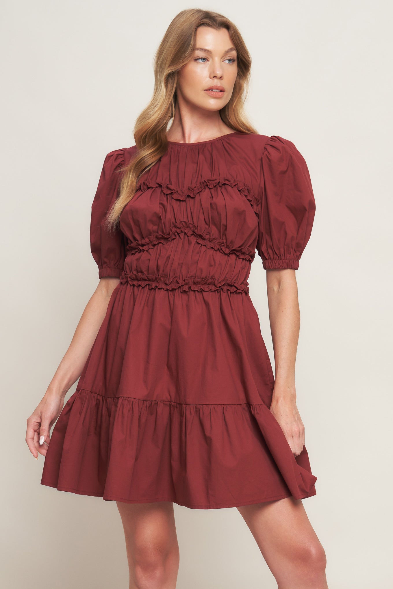 PLAYFUL CLASSIC WOVEN MINI DRESS Flying Tomato